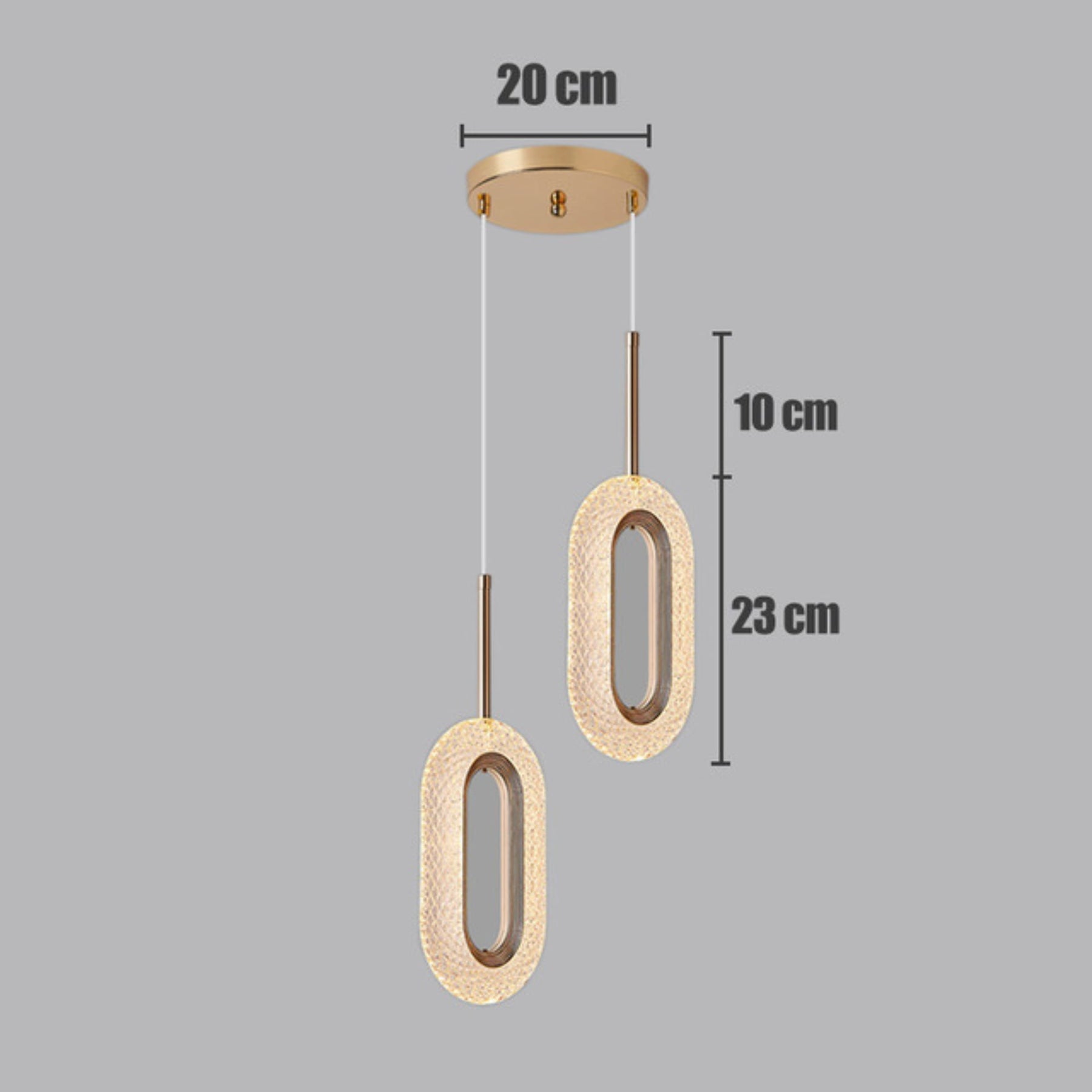 Pendente Toranto Duplo Cristal Oval Acrílico