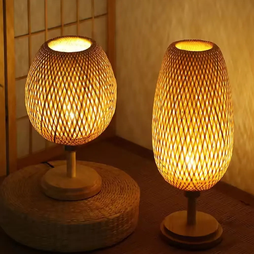 Luminária de Mesa Artesanal Bambu Ecológico Smartluz