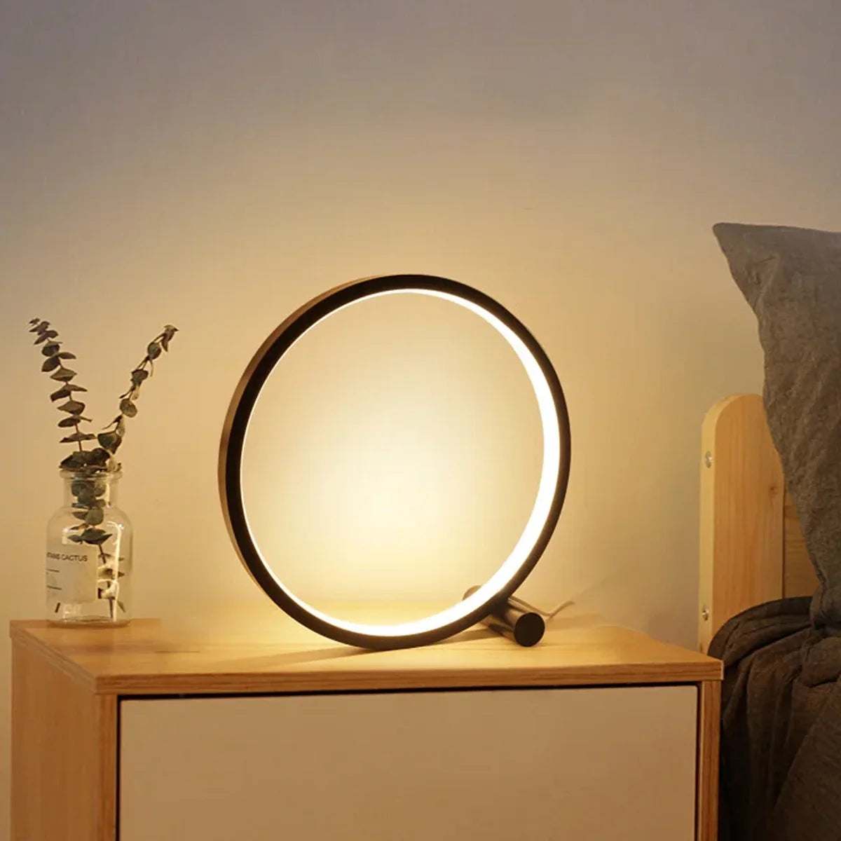 Luminária de Mesa Abajur Circular Anel Eclipse