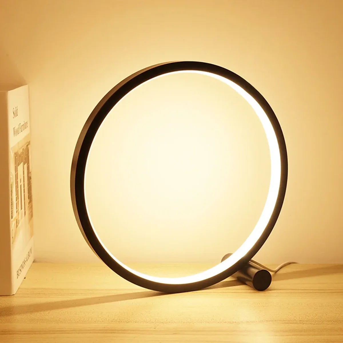 Luminária de Mesa Abajur Circular Anel Eclipse