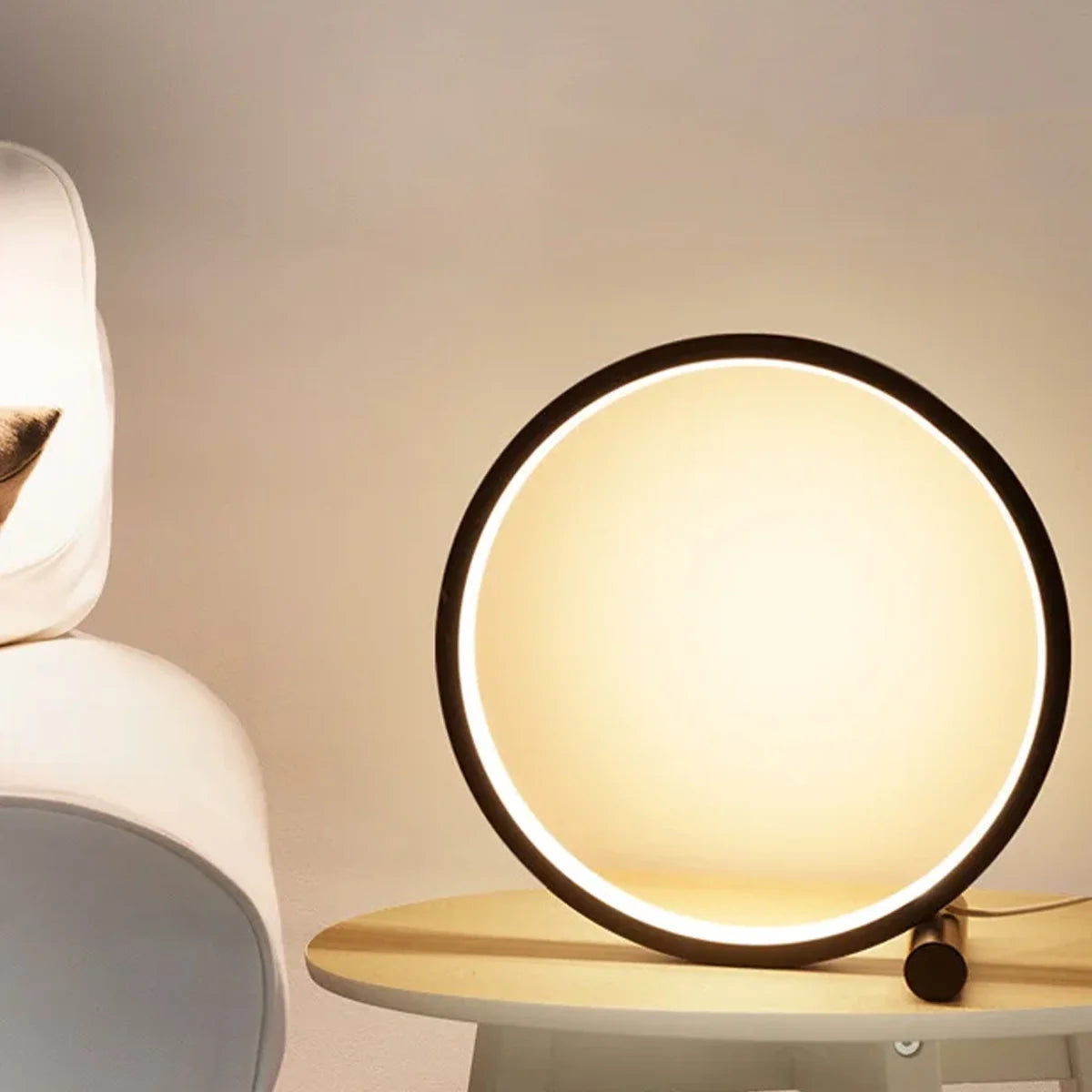 Luminária de Mesa Abajur Circular Anel Eclipse
