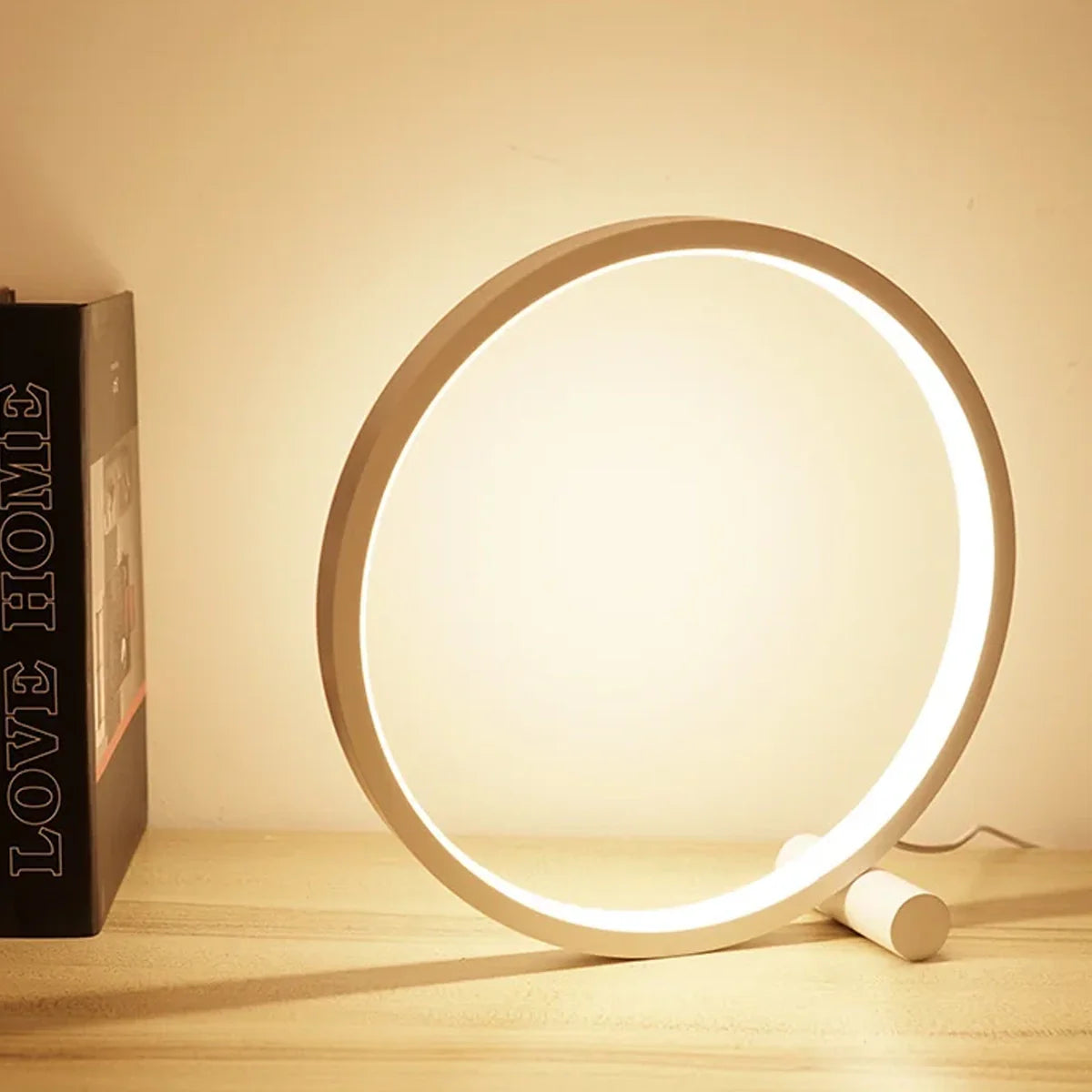 Luminária de Mesa Abajur Circular Anel Eclipse