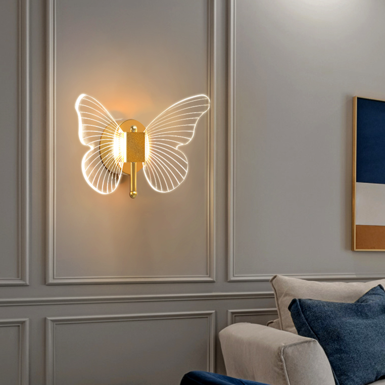 Luminária de Parede Arandela Borboleta Metal Acrílico Smartluz
