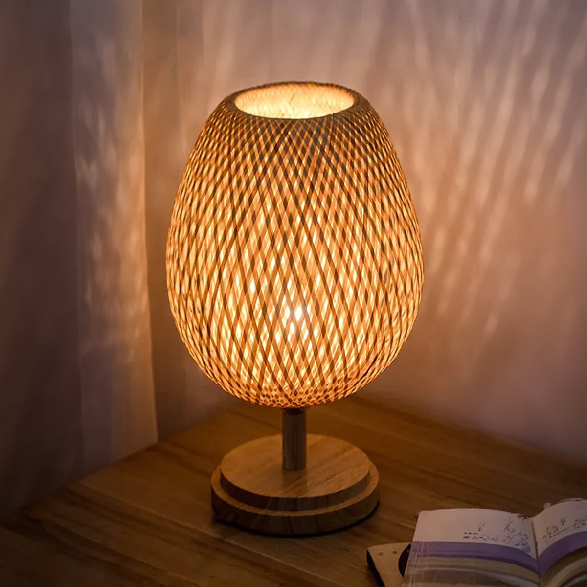 Luminária de Mesa Artesanal Bambu Ecológico Smartluz