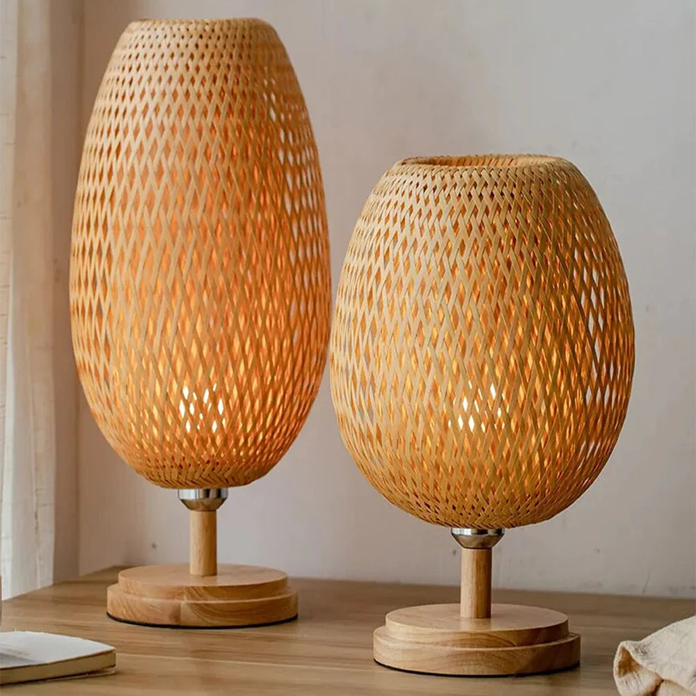 Luminária de Mesa Artesanal Bambu Ecológico Smartluz
