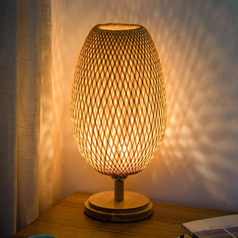 Luminária de Mesa Artesanal Bambu Ecológico Smartluz