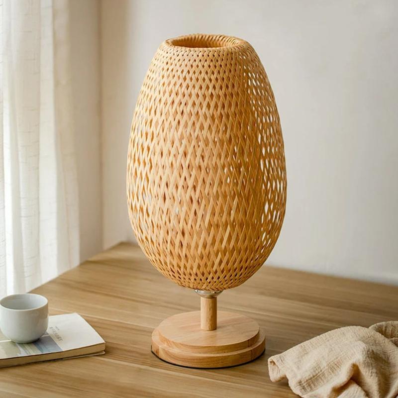 Luminária de Mesa Artesanal Bambu Ecológico Smartluz
