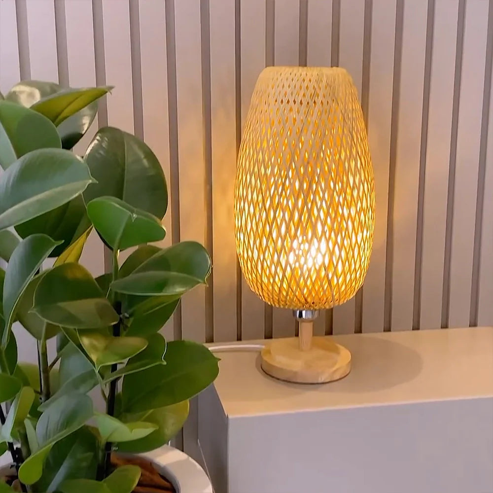 Luminária de Mesa Artesanal Bambu Ecológico Smartluz