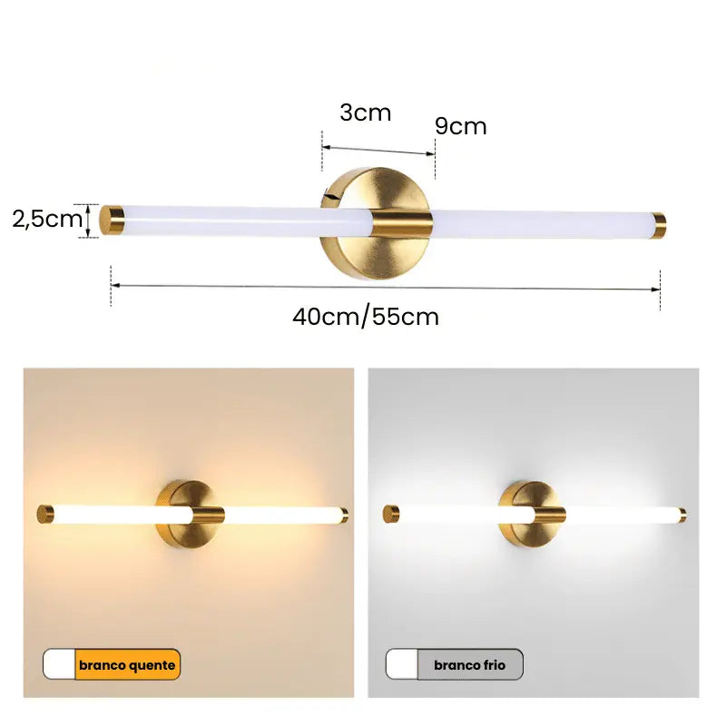 Luminária de Parede Banheiro Espelho Luxy Golden