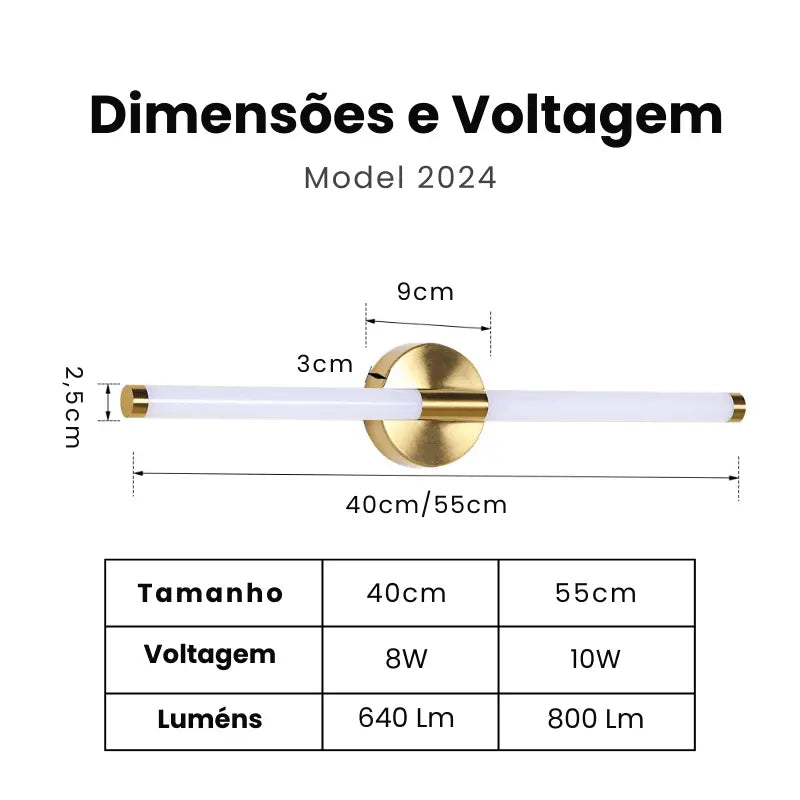 Luminária de Parede Banheiro Espelho Luxy Golden