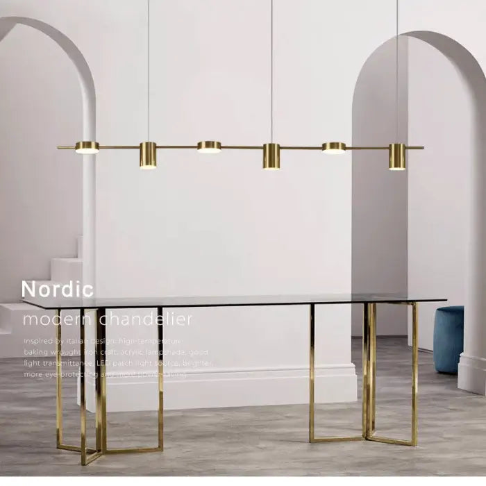 Luminária de Teto Pendente Saint Louis Metal Escovado 6 Lâmpadas