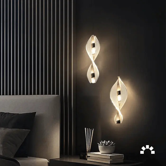 Luminária de Teto Pendente Duplo Espiral Living Dourado