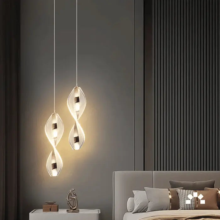 Luminária de Teto Pendente Duplo Espiral Living Dourado