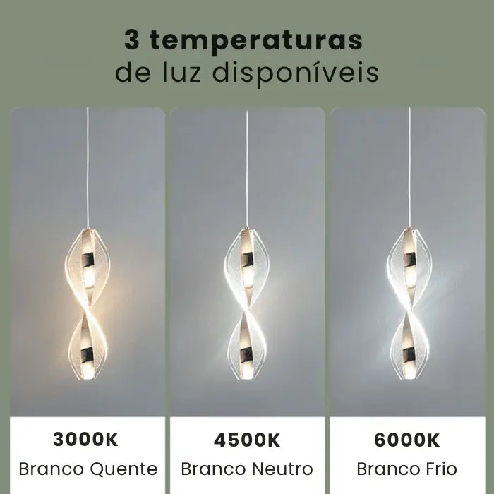 Luminária de Teto Pendente Duplo Espiral Living Dourado