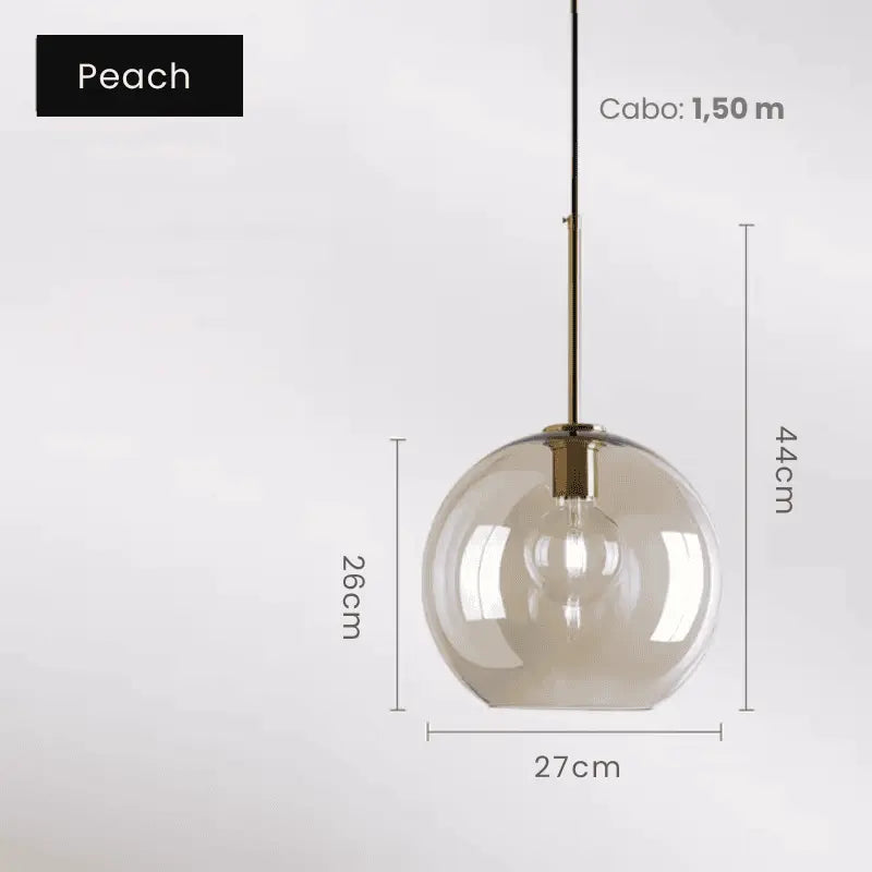 Luminária de Teto Pendente Globo Vidro Âmbar Dragon
