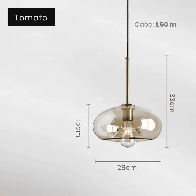 Luminária de Teto Pendente Globo Vidro Âmbar Tomato