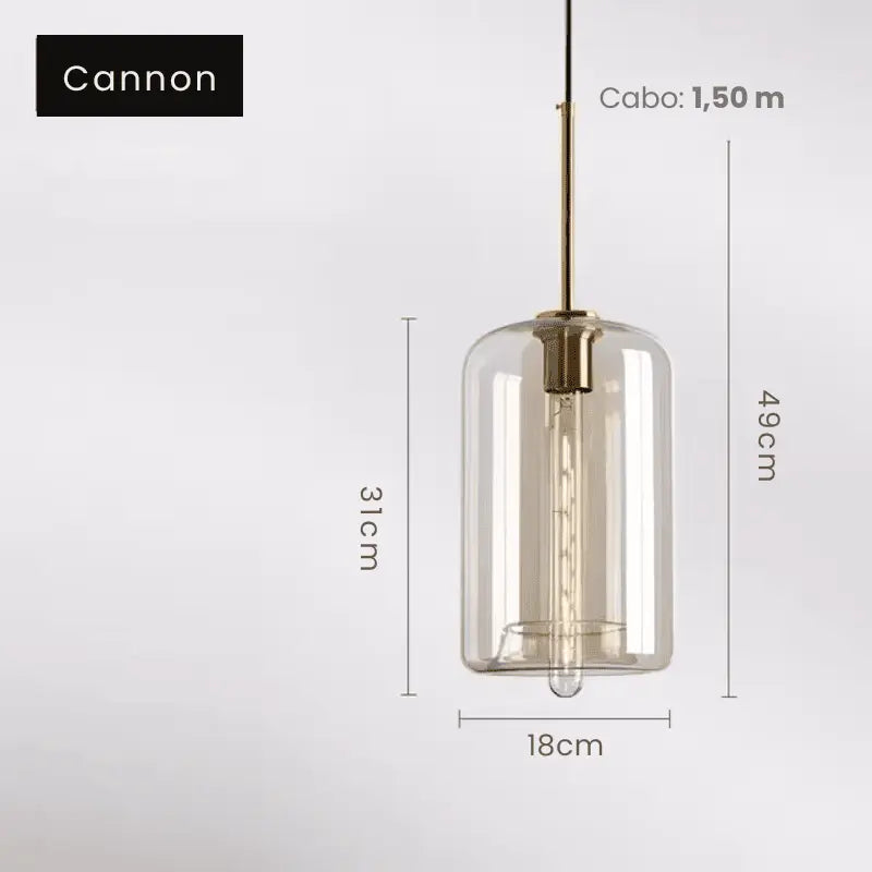 Luminária de Teto Pendente Globo Vidro Âmbar Canon