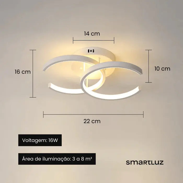 Luminária de Teto Plafon Sobrepor Arco Duplo