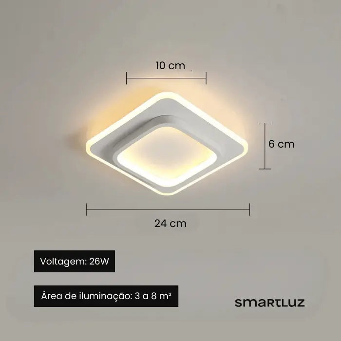 Luminária de Teto Plafon Sobrepor Quadrado