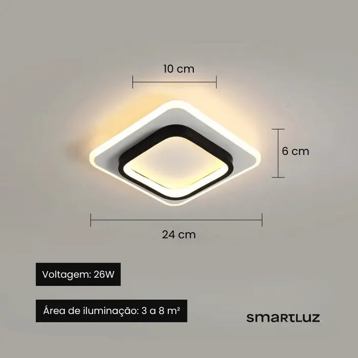 Luminária de Teto Plafon Sobrepor Quadrado