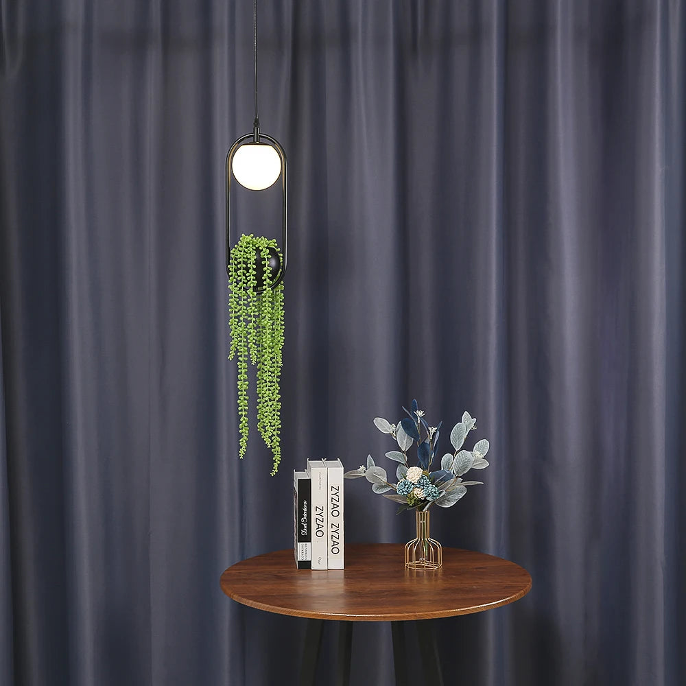 Luminária de Teto Pendente Vaso com Planta