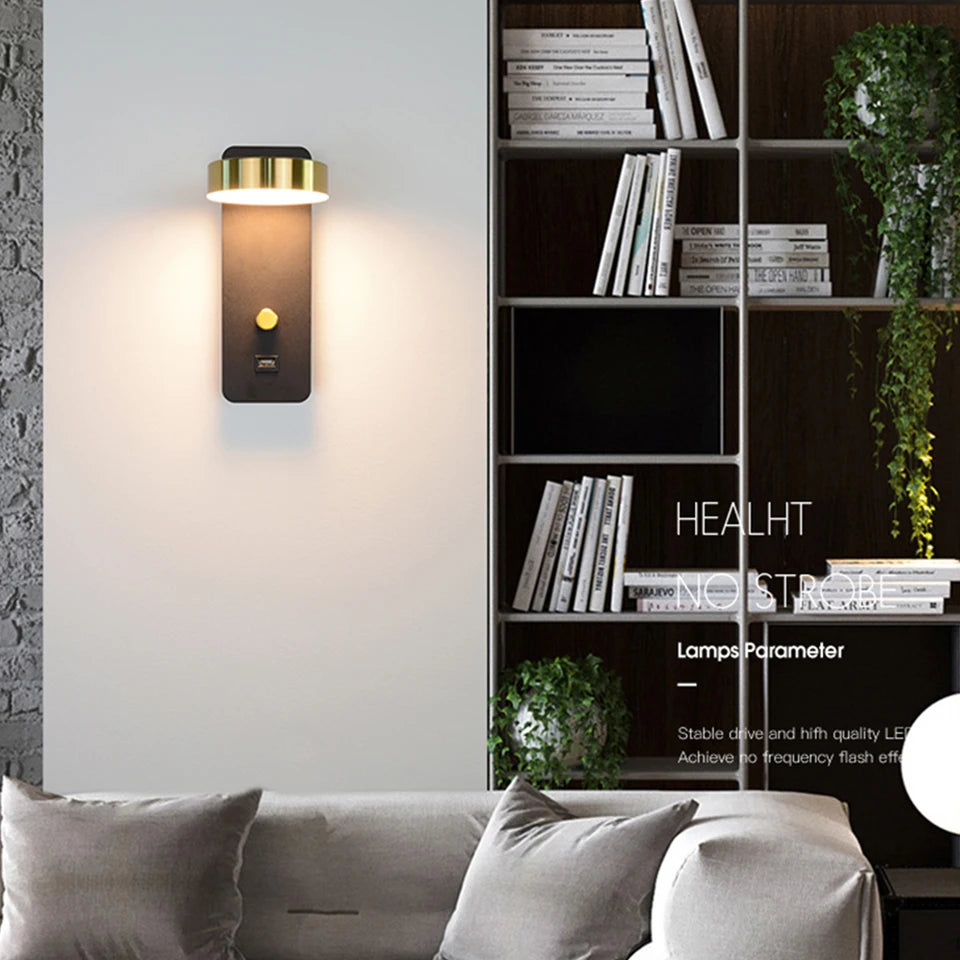 Luminária de Parede Arandela Porta USB Dimerizável London