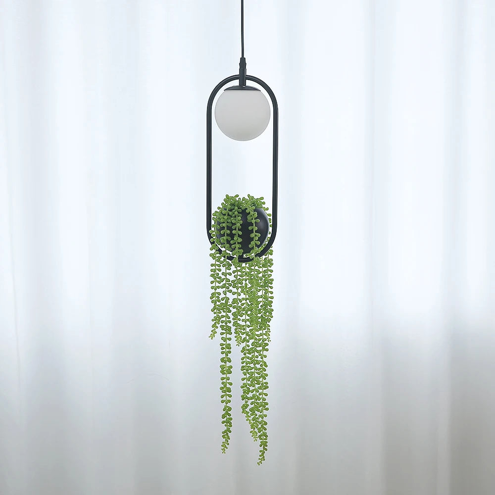 Luminária de Teto Pendente Vaso com Planta