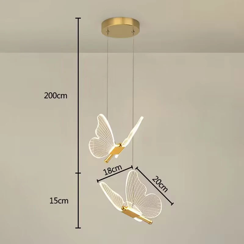 Luminária de Teto Pendente Borboleta Duo Cristal Acrílico