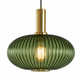 Pendente Vidro Colors 30cm Gold na cor Verde com acabamento dourado