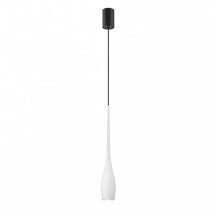 Pendente LED Touch Retrátil Slim branco com corpo branco, cabo preto e canopla preta