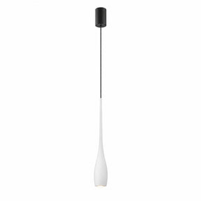 Pendente LED Touch Retrátil Slim branco com corpo branco, cabo preto e canopla preta