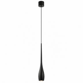 Pendente LED Touch Retrátil Slim preto com corpo, cabo e canopla pretos