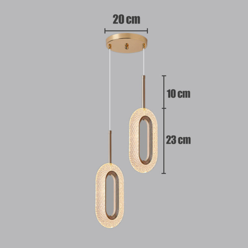 Pendente Toranto Duplo Cristal Oval Acrílico