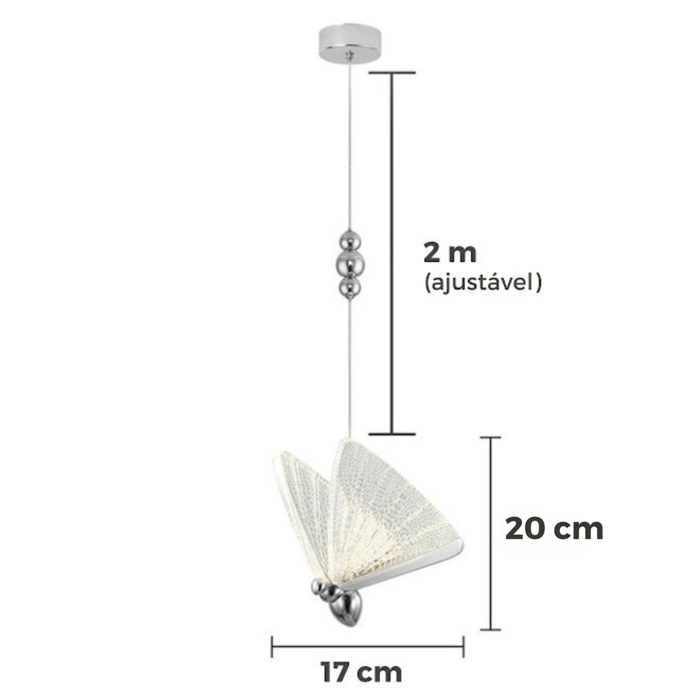 Pendente Butterfly Cristal Acrílico 17cm