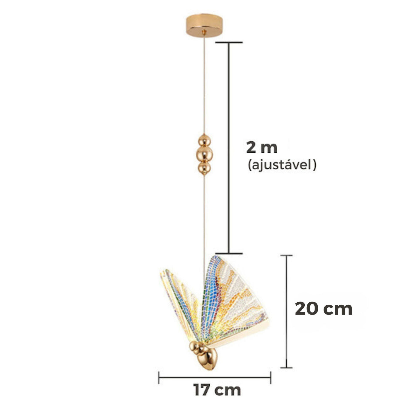 Pendente Butterfly Cristal Acrílico 17cm