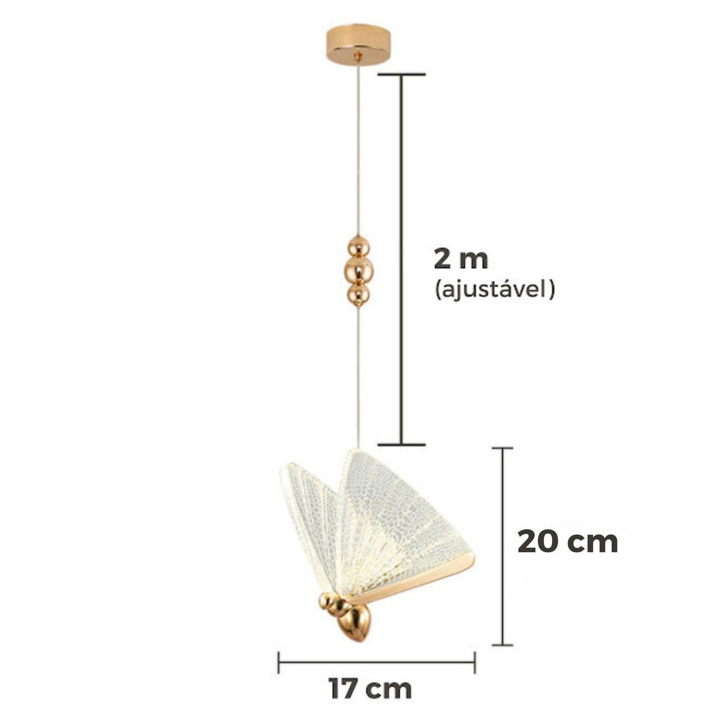Pendente Butterfly Cristal Acrílico 17cm
