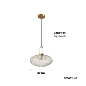 Luminária De Teto Pendente  Vidro Transparente Zafira 30 cm