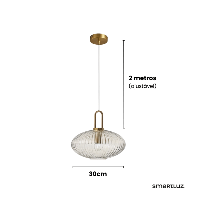 Luminária De Teto Pendente  Vidro Transparente Zafira 30 cm