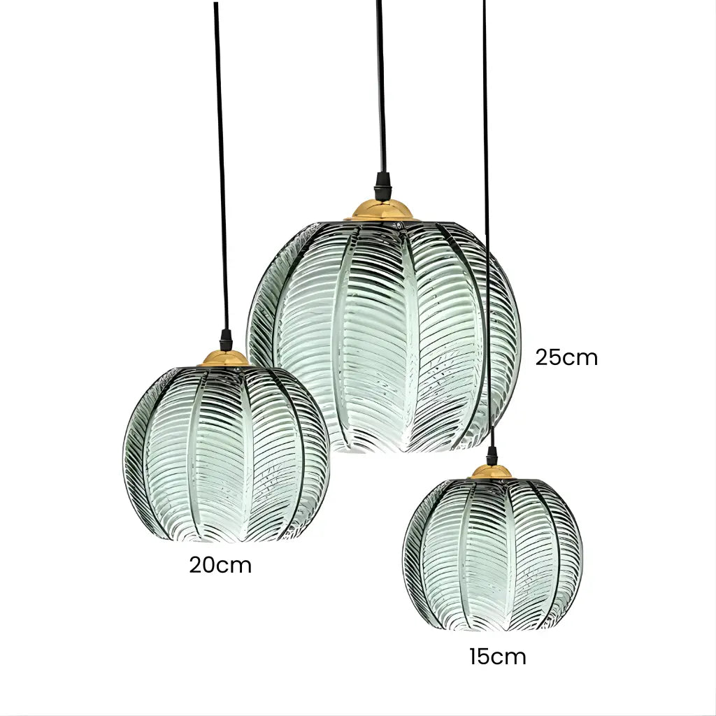 Luminária Pendente Vidro Canelado Verde Safira