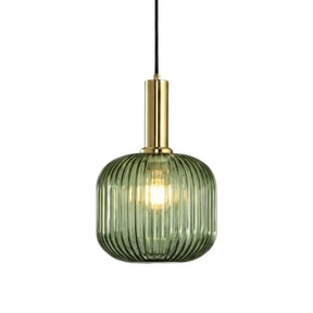 Luminária Pendente Vidro Colorido 20cm Dourado Sala de Jantar Cozinha Âmbar Verde Bivolt