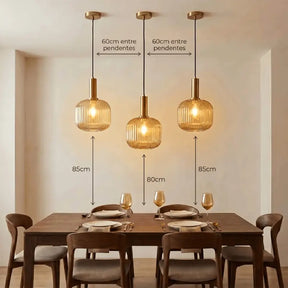 Luminária Pendente Vidro Colorido 20cm Dourado Sala de Jantar Cozinha Âmbar Verde Bivolt