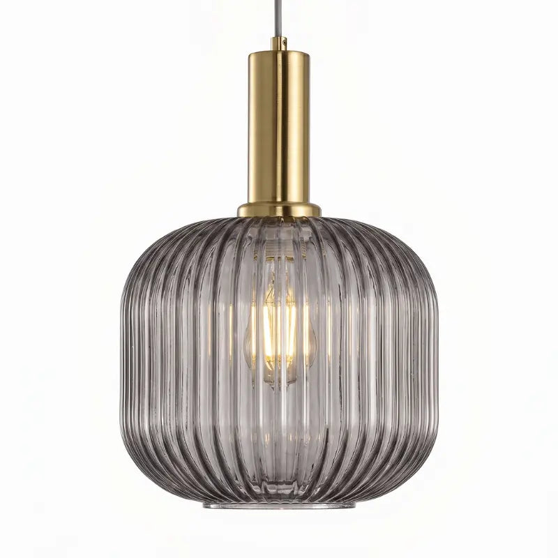 Luminária Pendente Vidro Colorido 20cm Dourado Sala de Jantar Cozinha Âmbar Verde Bivolt