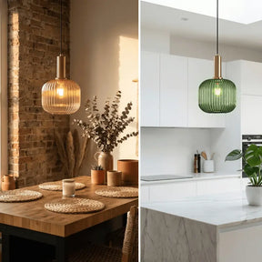 Luminária Pendente Vidro Colorido 20cm Dourado Sala de Jantar Cozinha Âmbar Verde Bivolt