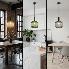 Luminária Pendente Vidro Colorido 20cm Preto Sala Cozinha Âmbar Verde Cinza Bivolt