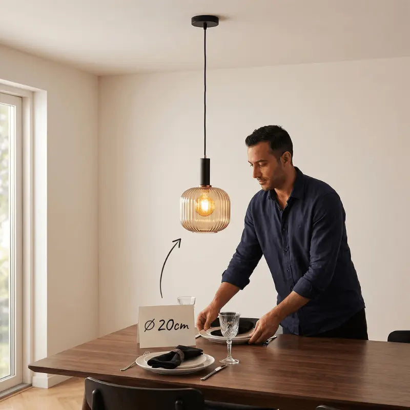 Luminária Pendente Vidro Colorido 20cm Preto Sala Cozinha Âmbar Verde Cinza Bivolt