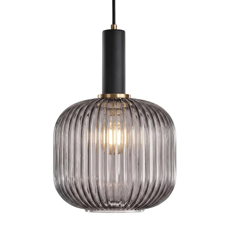 Luminária Pendente Vidro Colorido 20cm Preto Sala Cozinha Âmbar Verde Cinza Bivolt