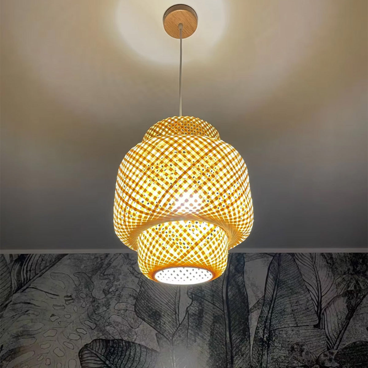 Luminária de Teto Pendente Bambu Rattan Bali – Smartluz