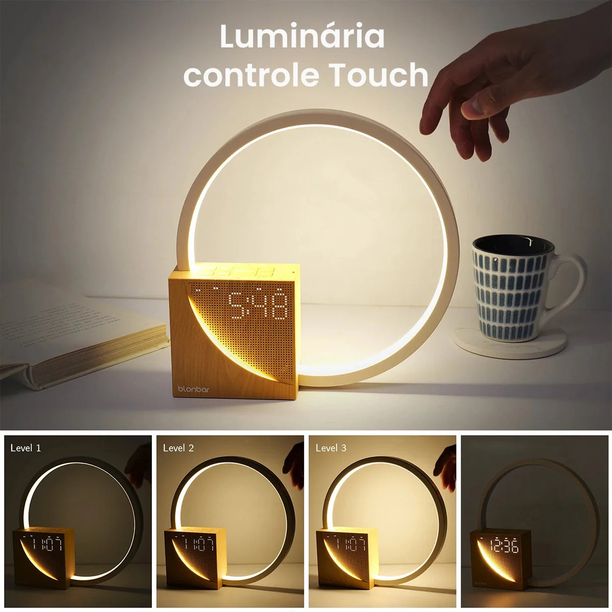 Luminária de Mesa Anel Despertador Touch Smartluz