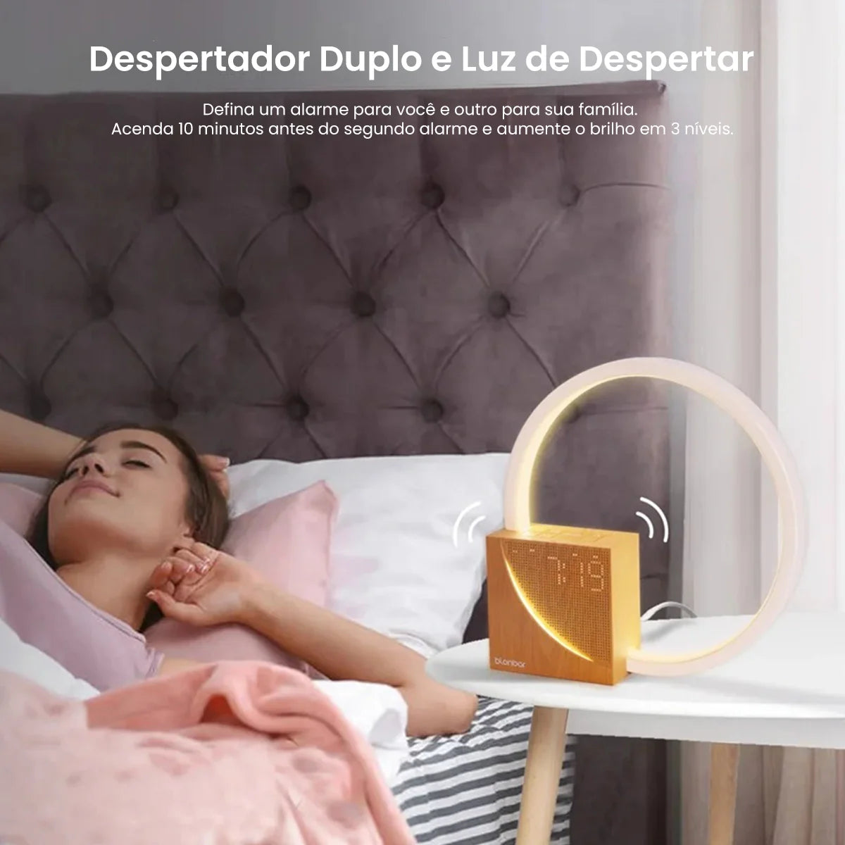 Luminária de Mesa Anel Despertador Touch Smartluz