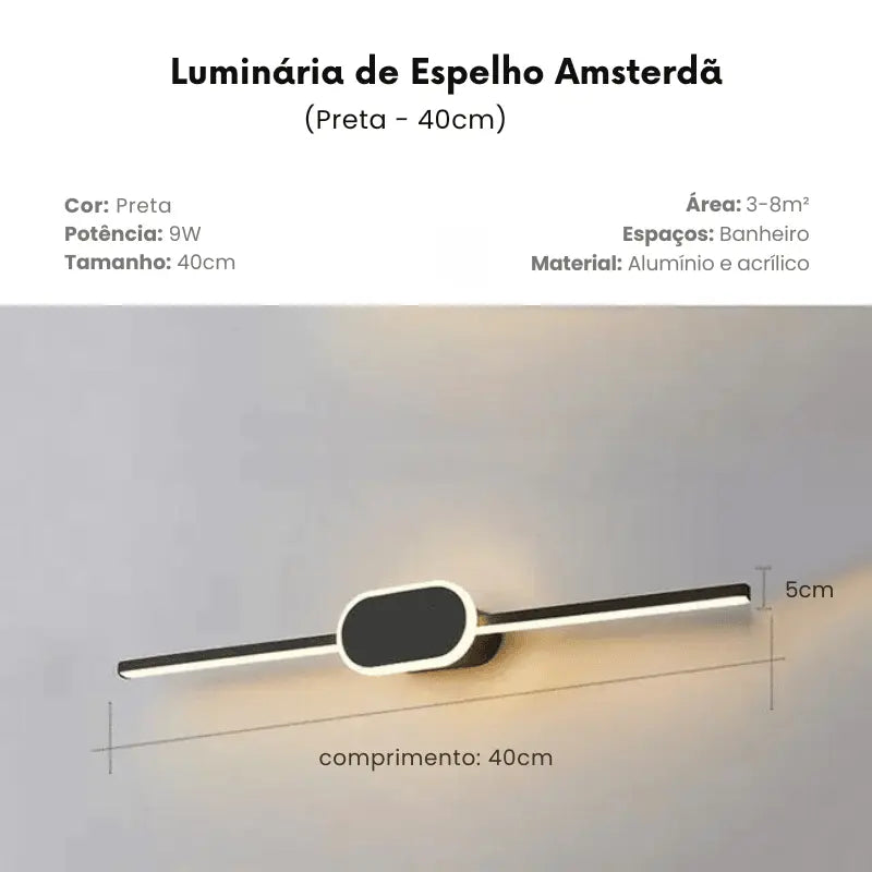 Luminária de Espelho para Banheiro Amsterdã